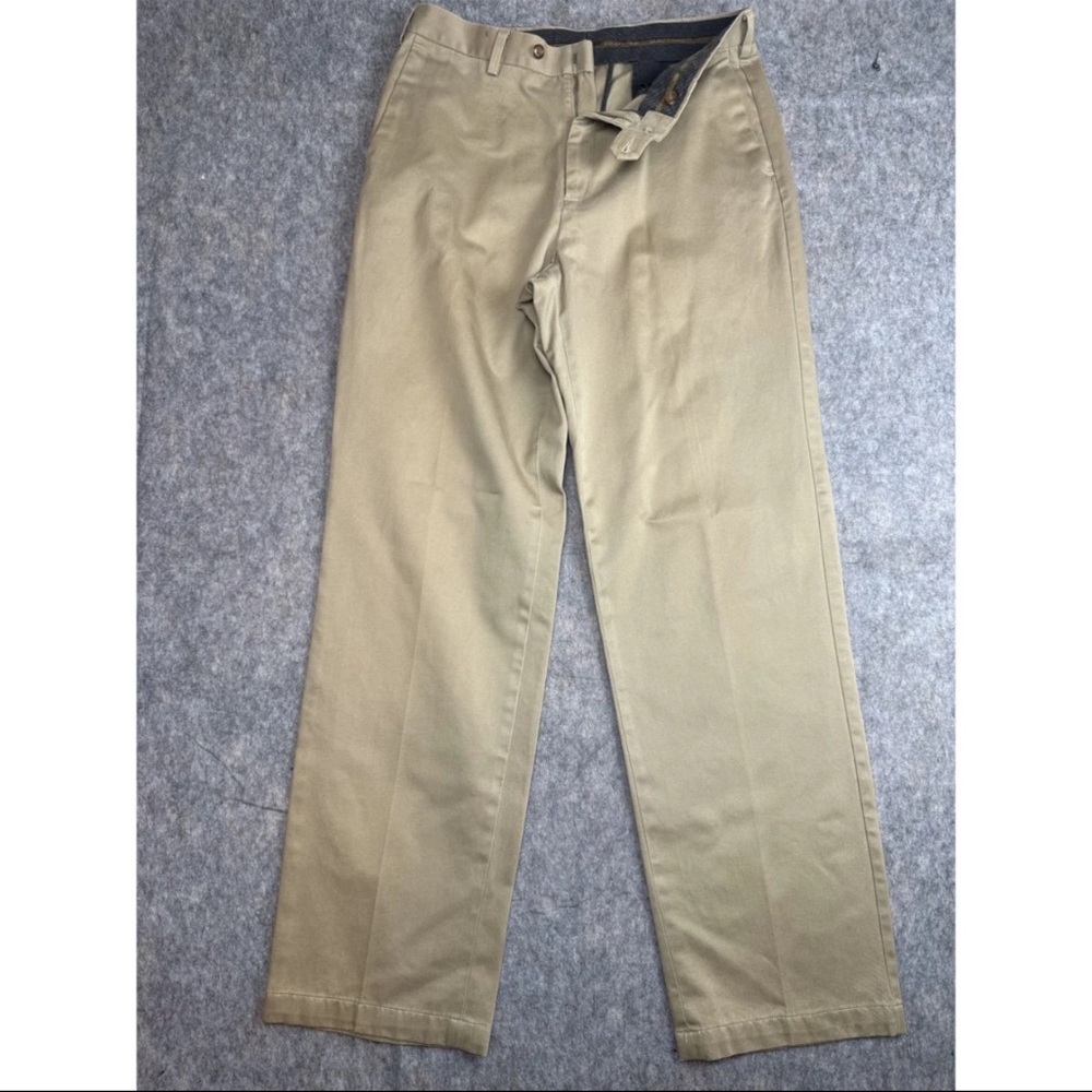 Savane Dress Pants Men's 34‎ X 34 Khaki 100% Cotton Straight Leg Classic Formal